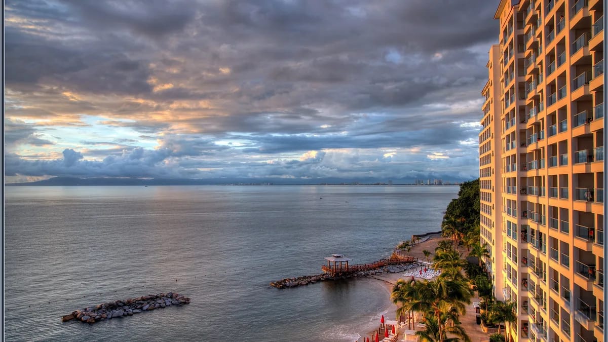 Waterfront promenade and bay in Puerto Vallarta, Mexico